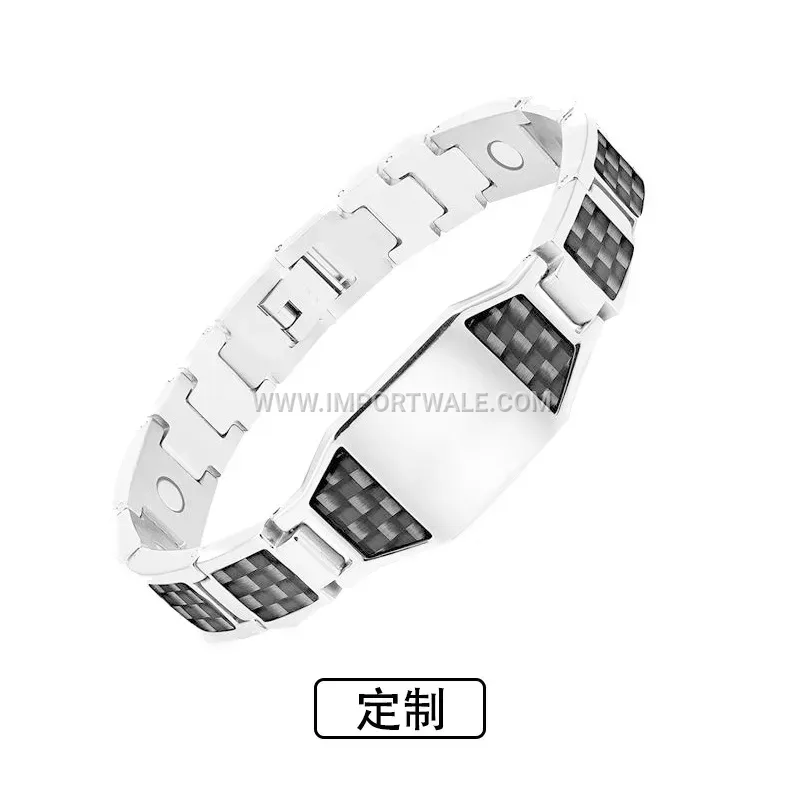 Men's Carbon Fiber Geometric Copper Magnetic Bracelet