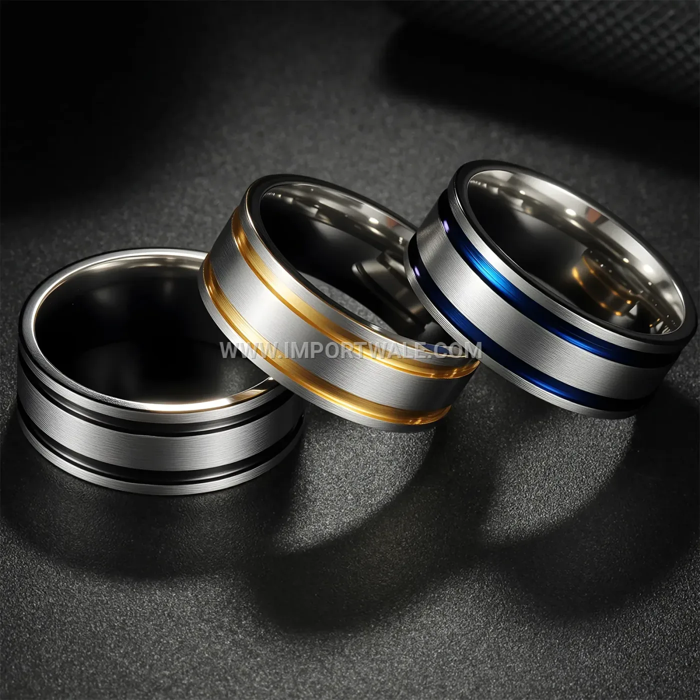 Matte Stainless Steel Dual Stripe Band Ring