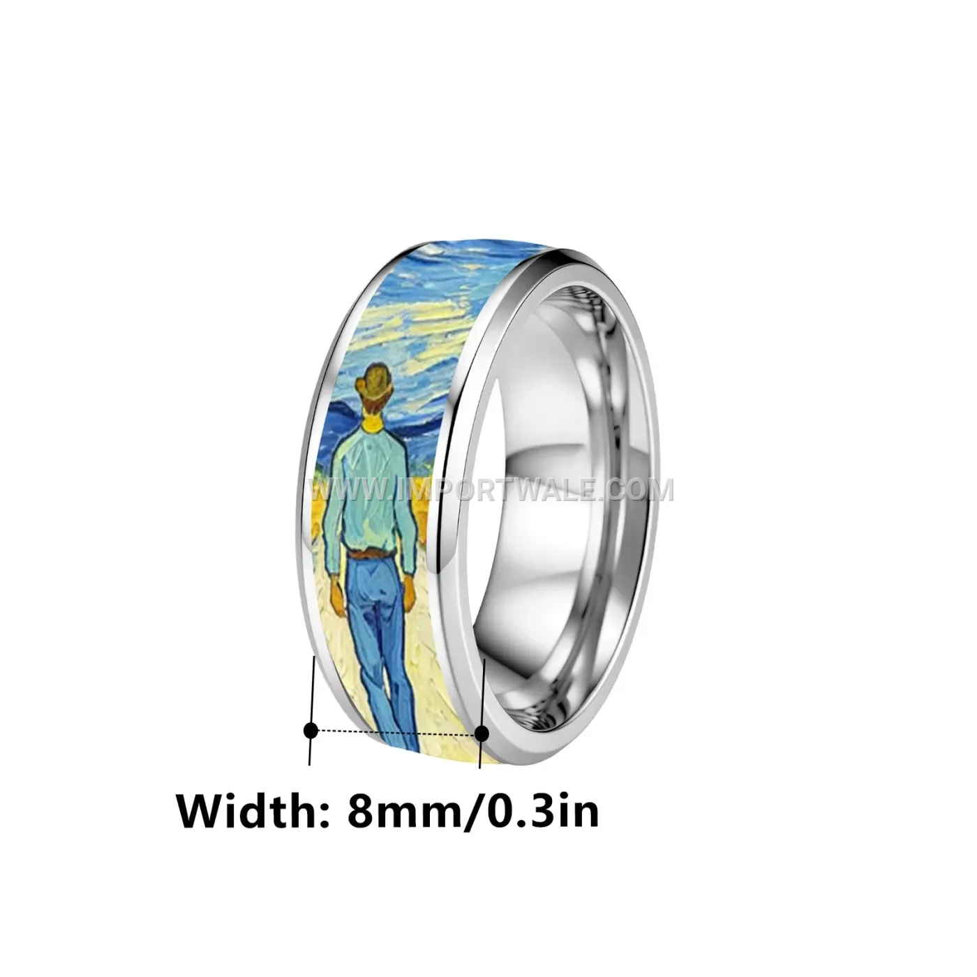 Vintage Stainless Steel Drip Oil Band Ring