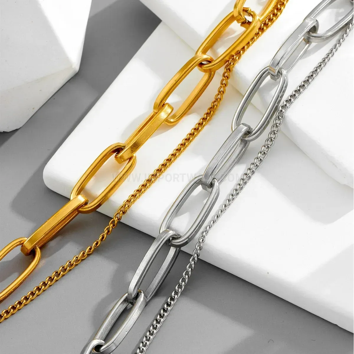 Chic Thick Chunky Titanium Steel U Shape Chain Link Bracelet