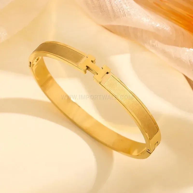 Premium Titanium Steel H Letter Bangle Bracelet