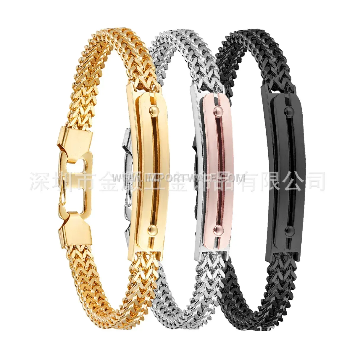 Minimalist Lattice Pattern Titanium Steel Link Bracelet