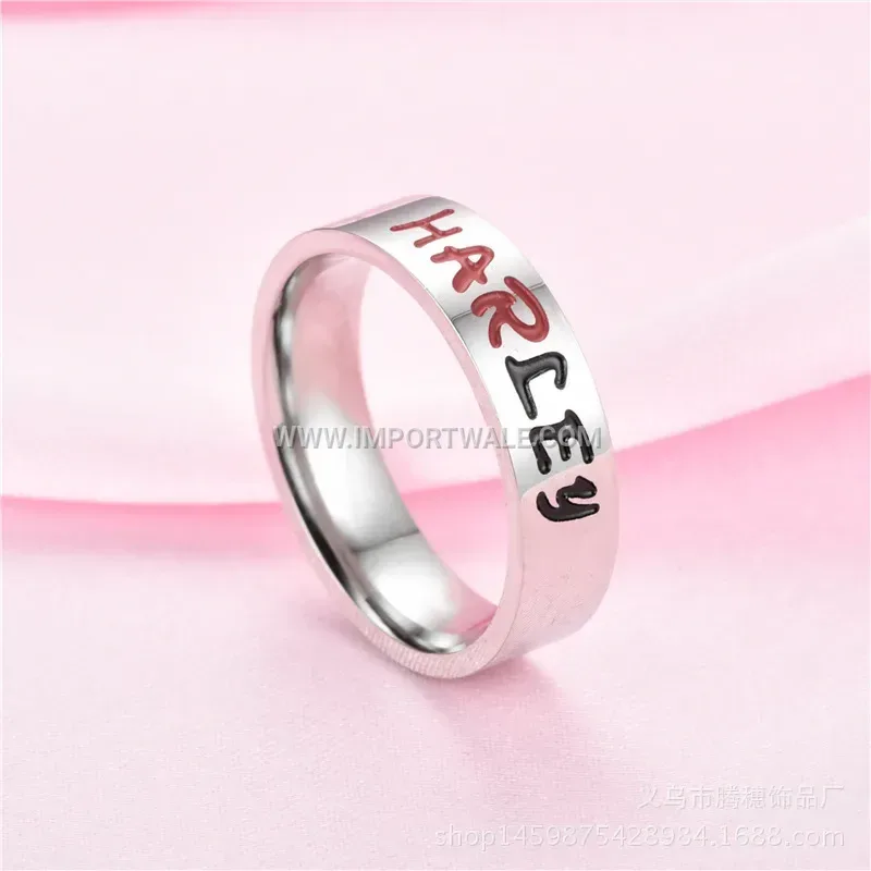Engraved Stainless Steel Engraved Character Couple Ring