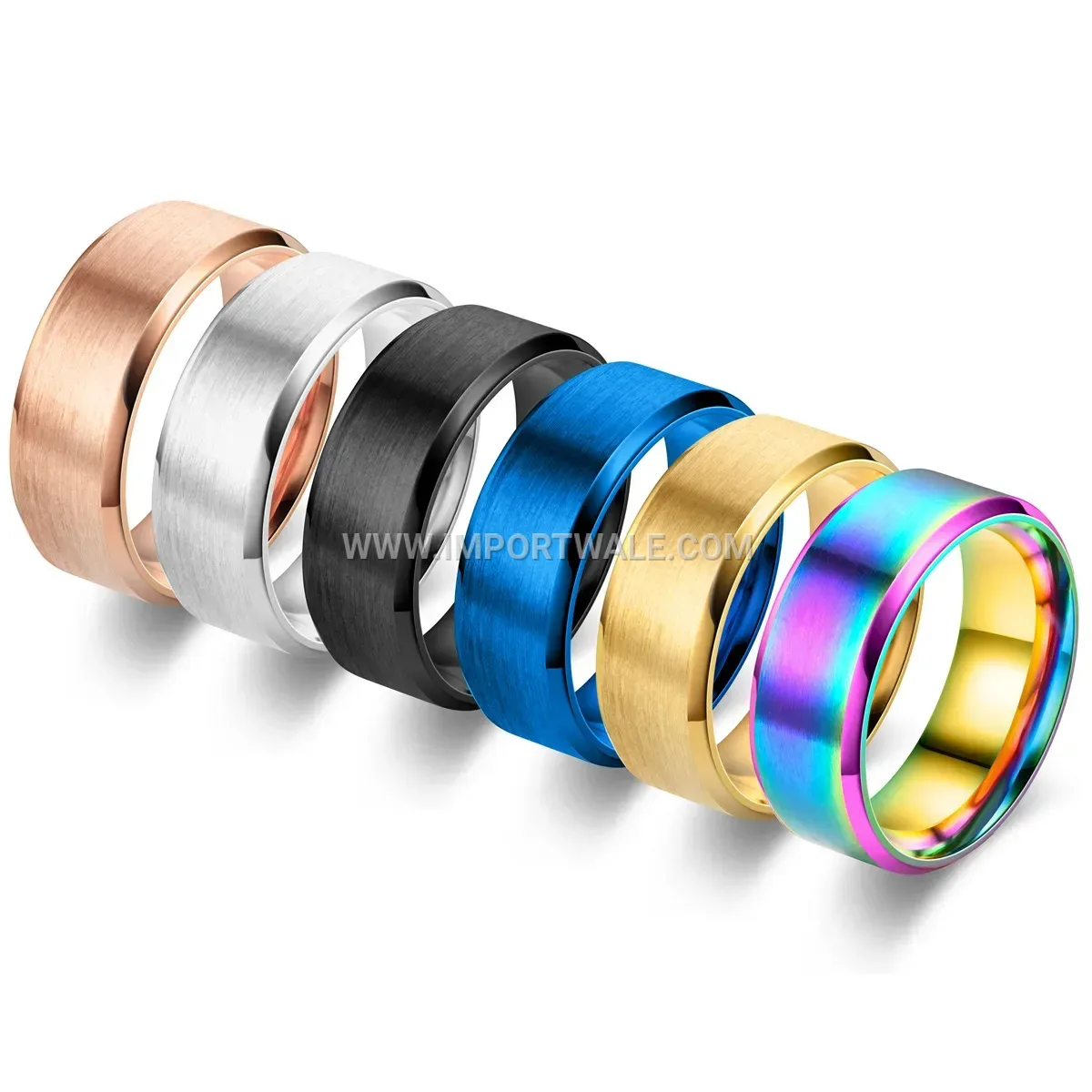 Brushed Matte Stainless Steel Ring with Double Beveled Edges