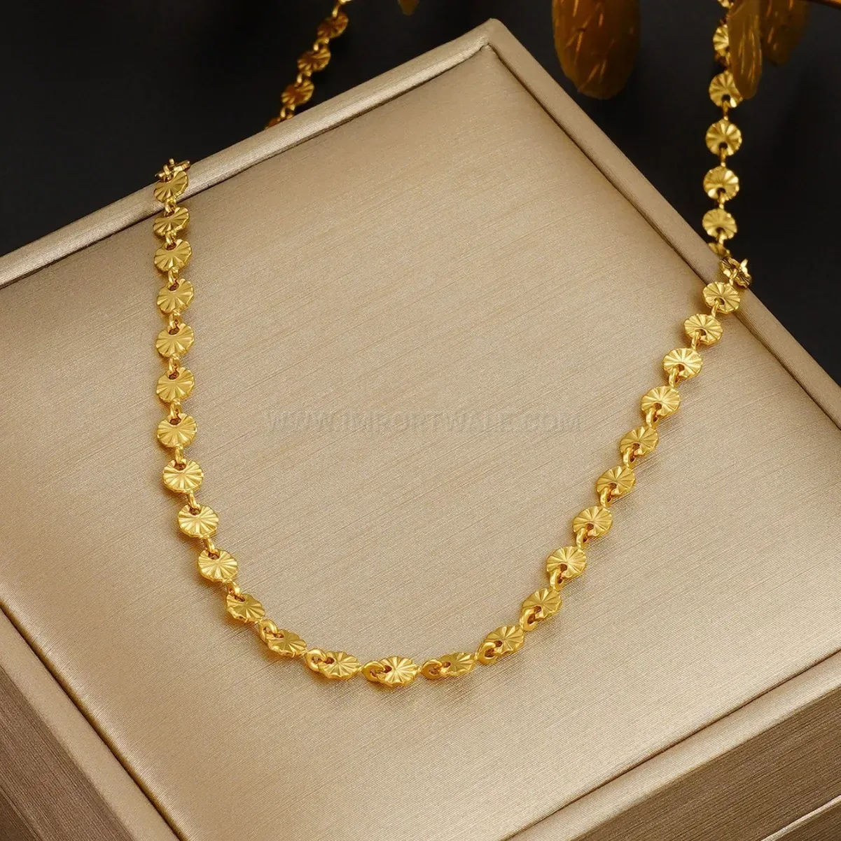 Elegant Textured Disc Gold-Plated Titanium Steel Jewelry Set