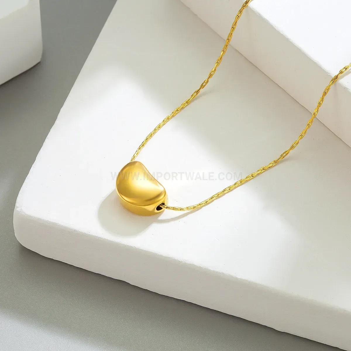 Elegant Minimalist Titanium Steel Love Bean Pendant Clavicle Necklace in Gold