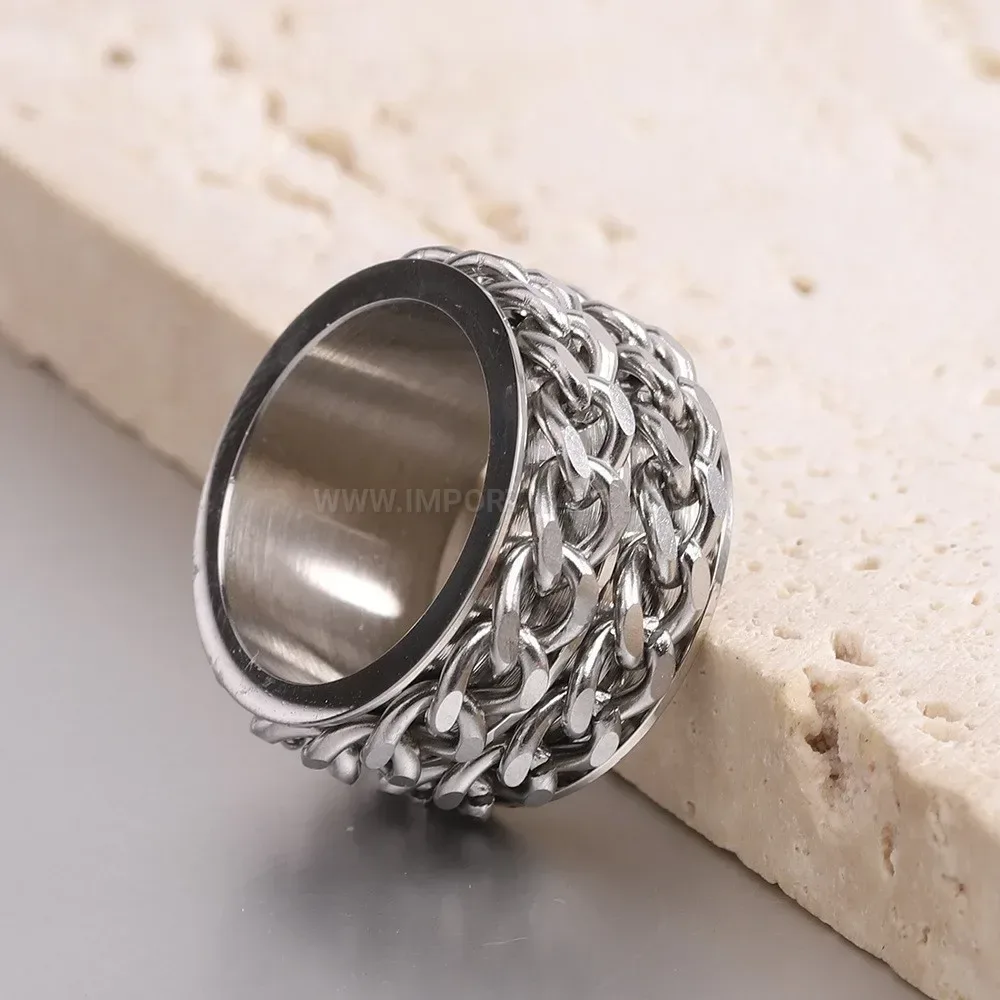 Bold Vintage Double Row Chain Link Stainless Steel Band