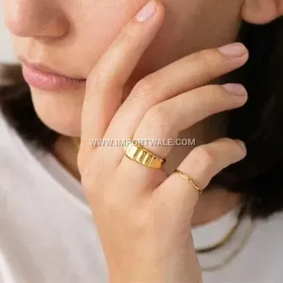 18K Gold Plated Stainless Steel Croissant Textured Ring