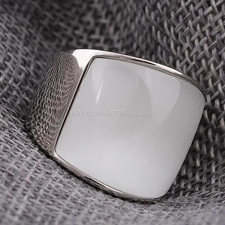 Fashion Vintage Cat Eye Gemstone Stainless Steel Statement Ring