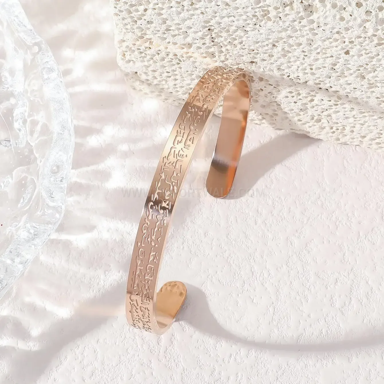 Allah Calligraphy Engraved Stainless Steel Cuff Bangle