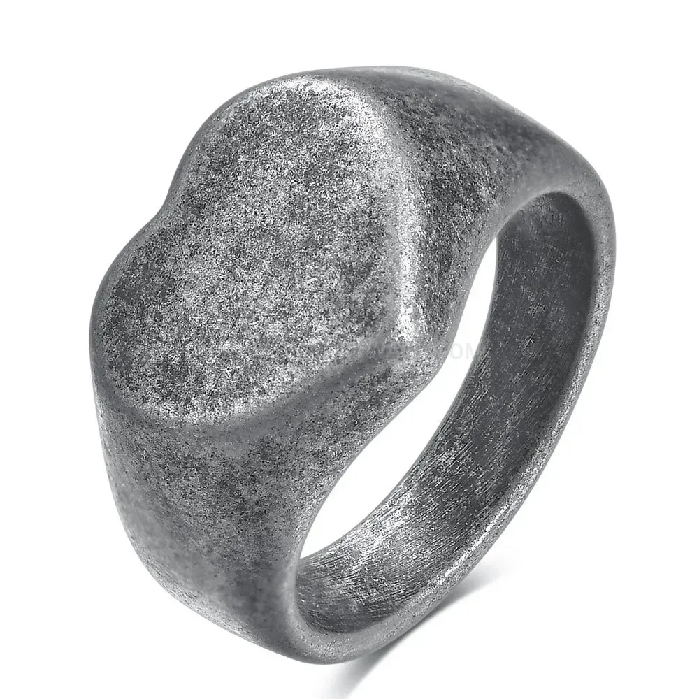 Classic Distressed Geometric Rhombus Stainless Steel Men's Ring
