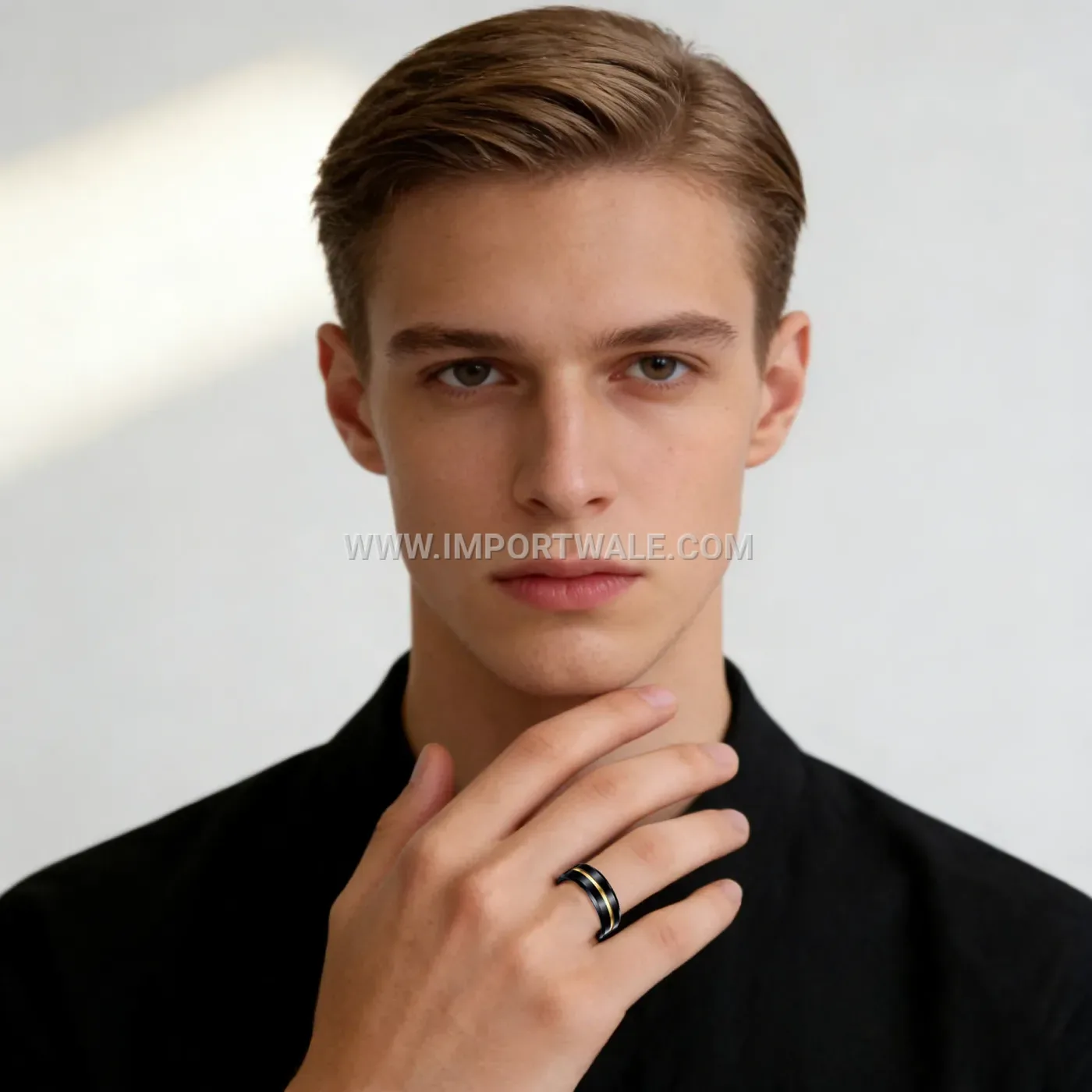 Black Gold Tone Stainless Steel Geometric Ring
