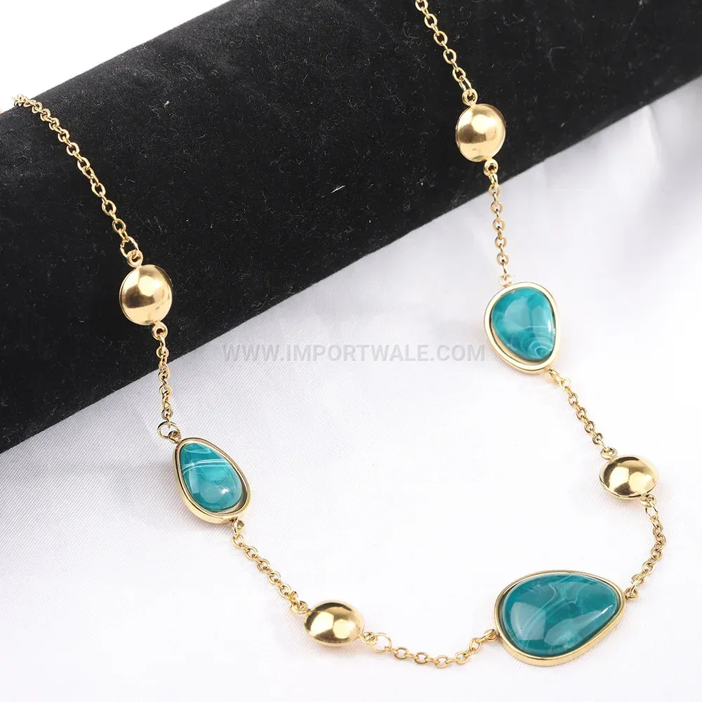 Dopamine Teardrop Resin Splicing Stainless Steel Choker Necklace