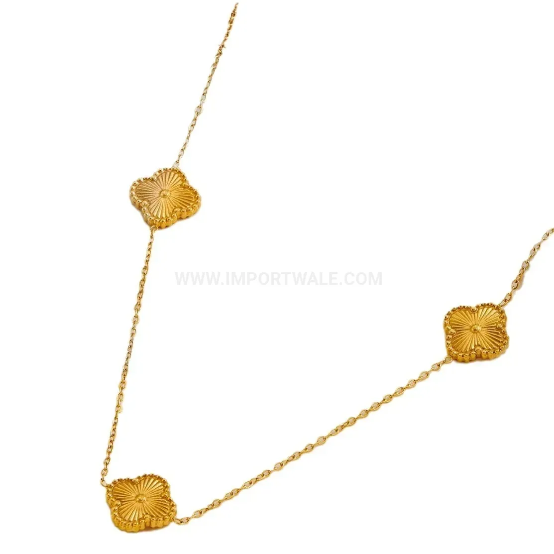 Classic Five Clover Charm Electroplated Stainless Steel Clavicle Necklace