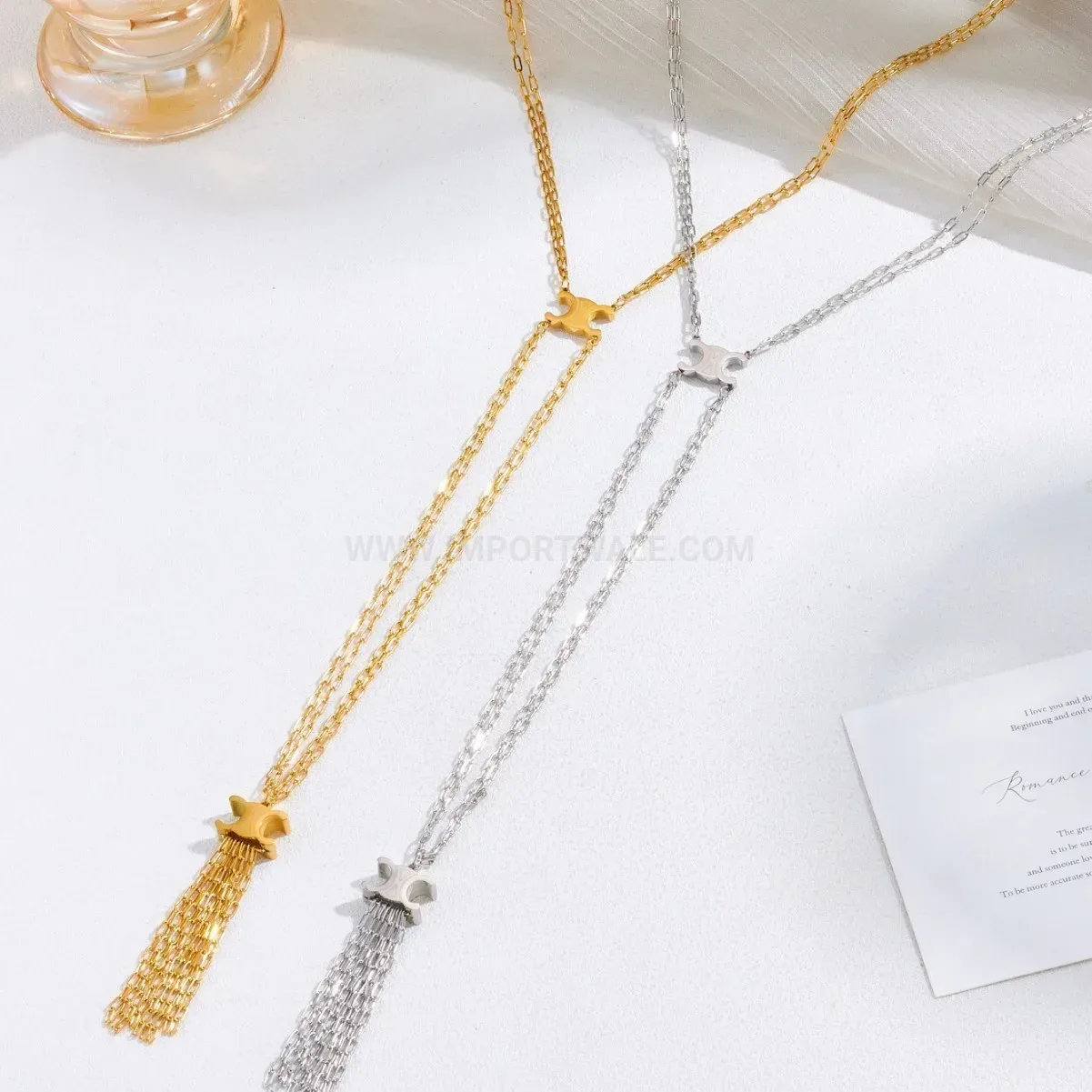Stainless Steel Tassel Twist Chain Pendant Necklace