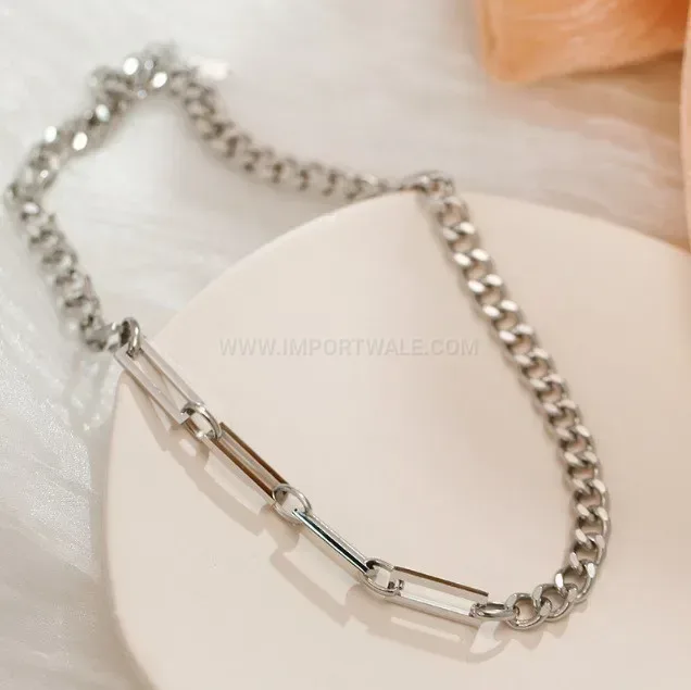 Chic Geometric Cuban Link Stainless Steel Chain Necklace