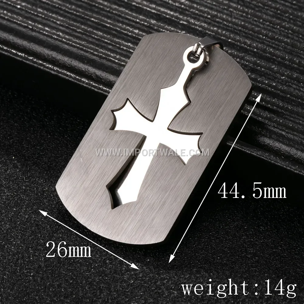 Men's Stainless Steel Vintage Cross Tag Pendant