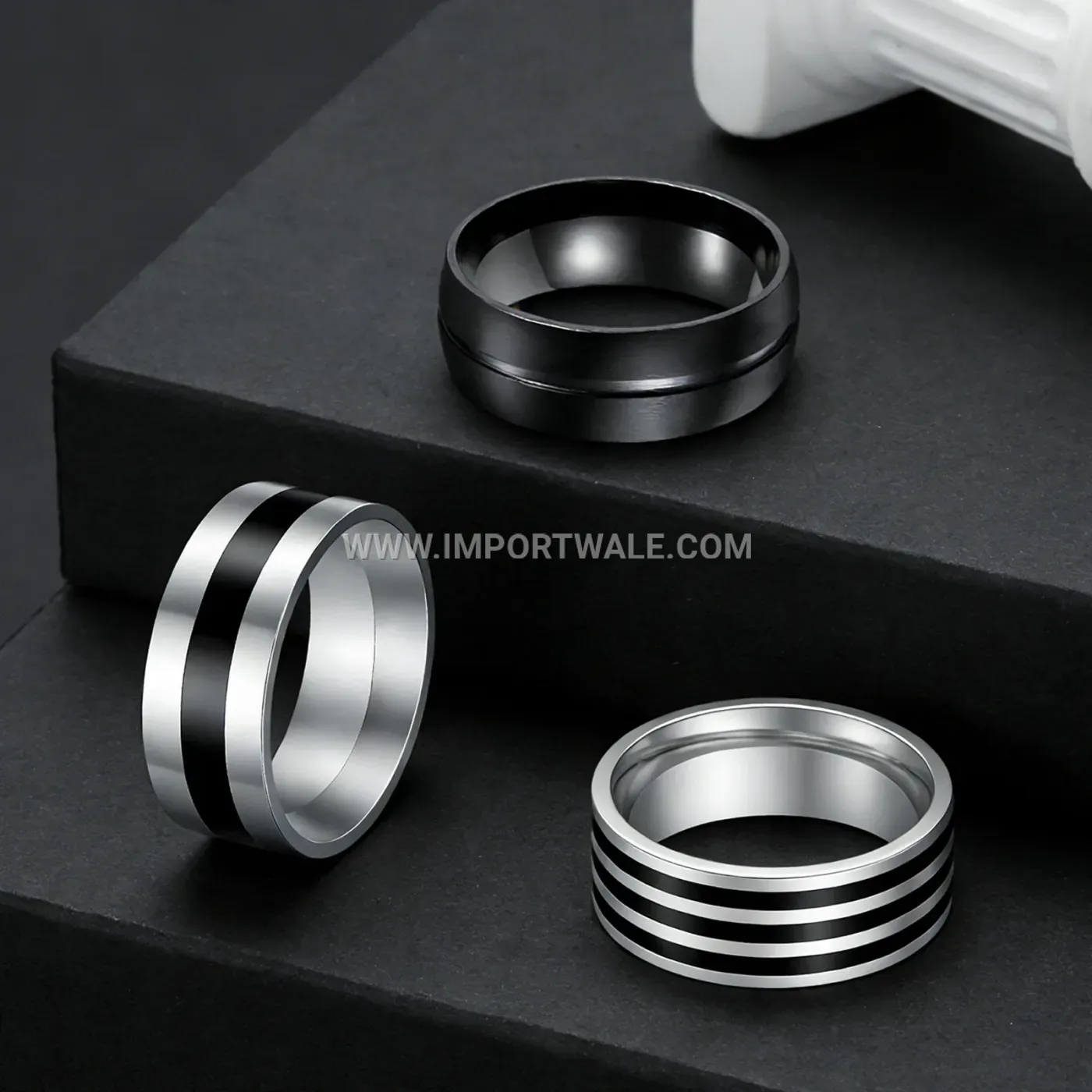 Drip Oil Geometric Stainless Steel Couple Ring