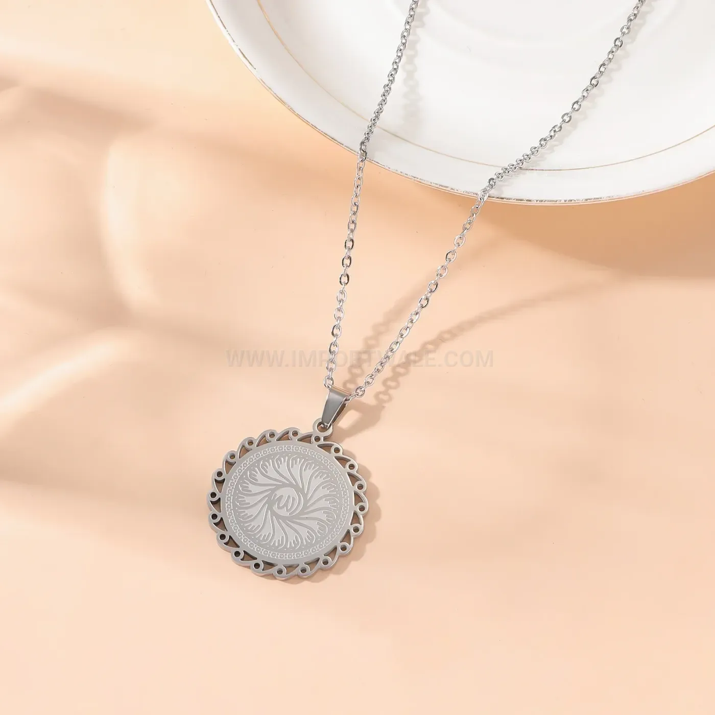 Trendy Stainless Steel Asma Al Husna Calligraphy Arabic Script Pendant Necklace