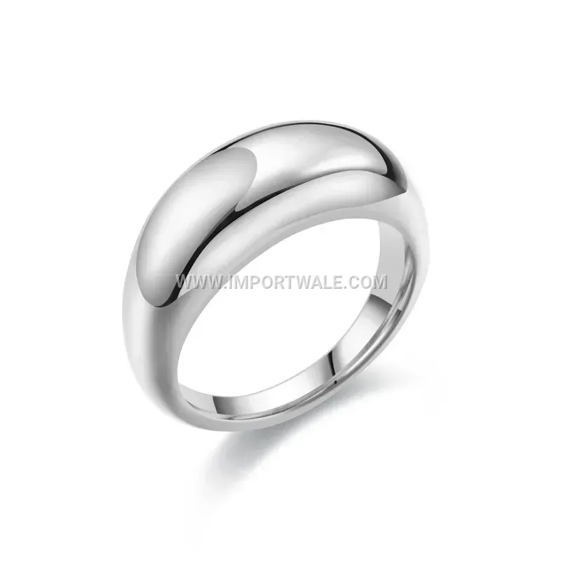 Sculptural Water Drop Stainless Steel Ring with 18K Gold Plating