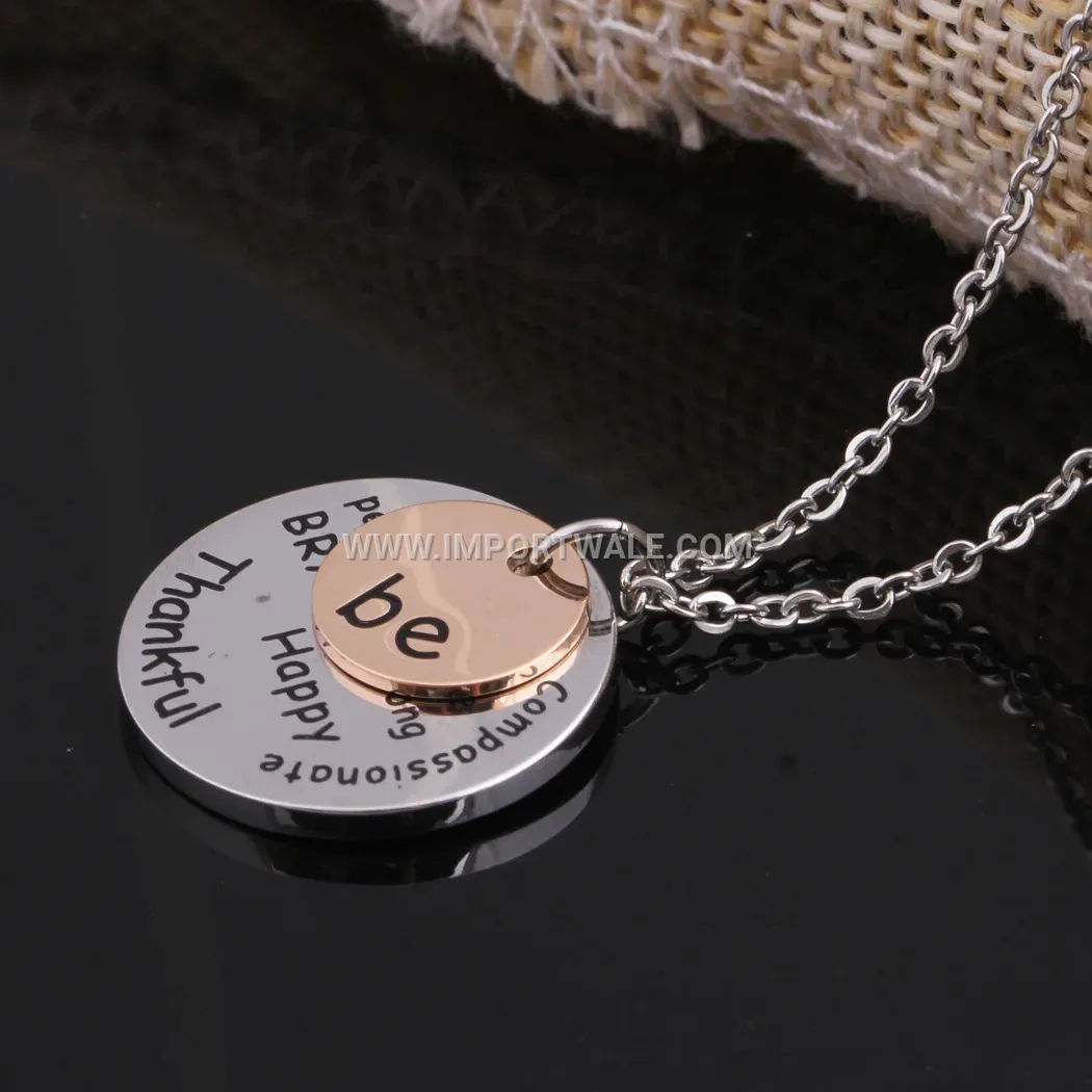 Geometric Stainless Steel Letter Pendant Collar Necklace