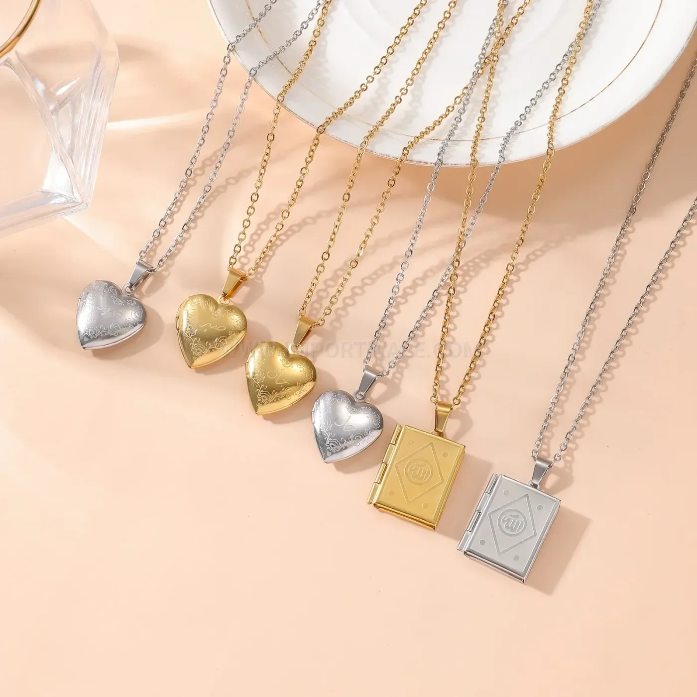 Classic Stainless Steel Arabic Script Heart Calligraphy Pendant Necklace