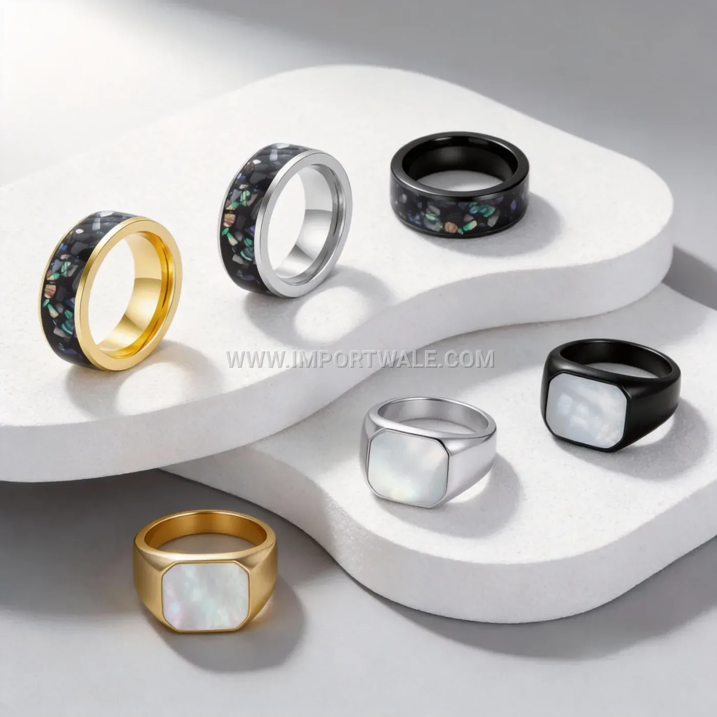 Adjustable Stainless Steel Spinner Ring with Bead Detail