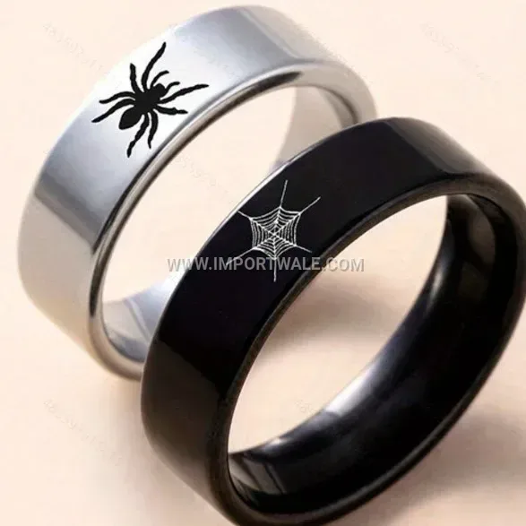 Stainless Steel Spider Web Matching Couple Ring