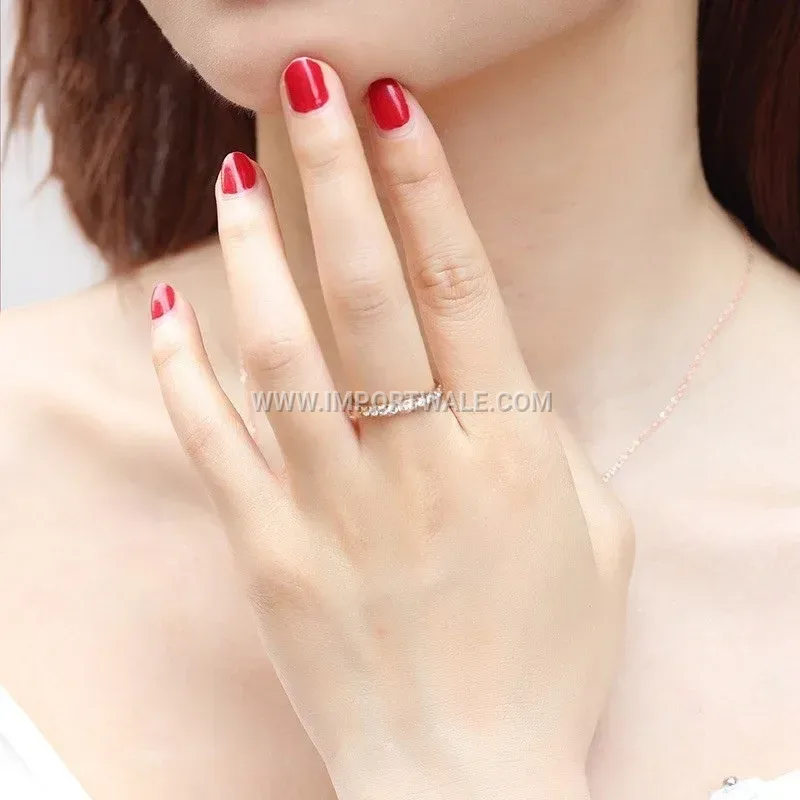 Carved Stainless Steel Ten-Diamond Accent Band Ring