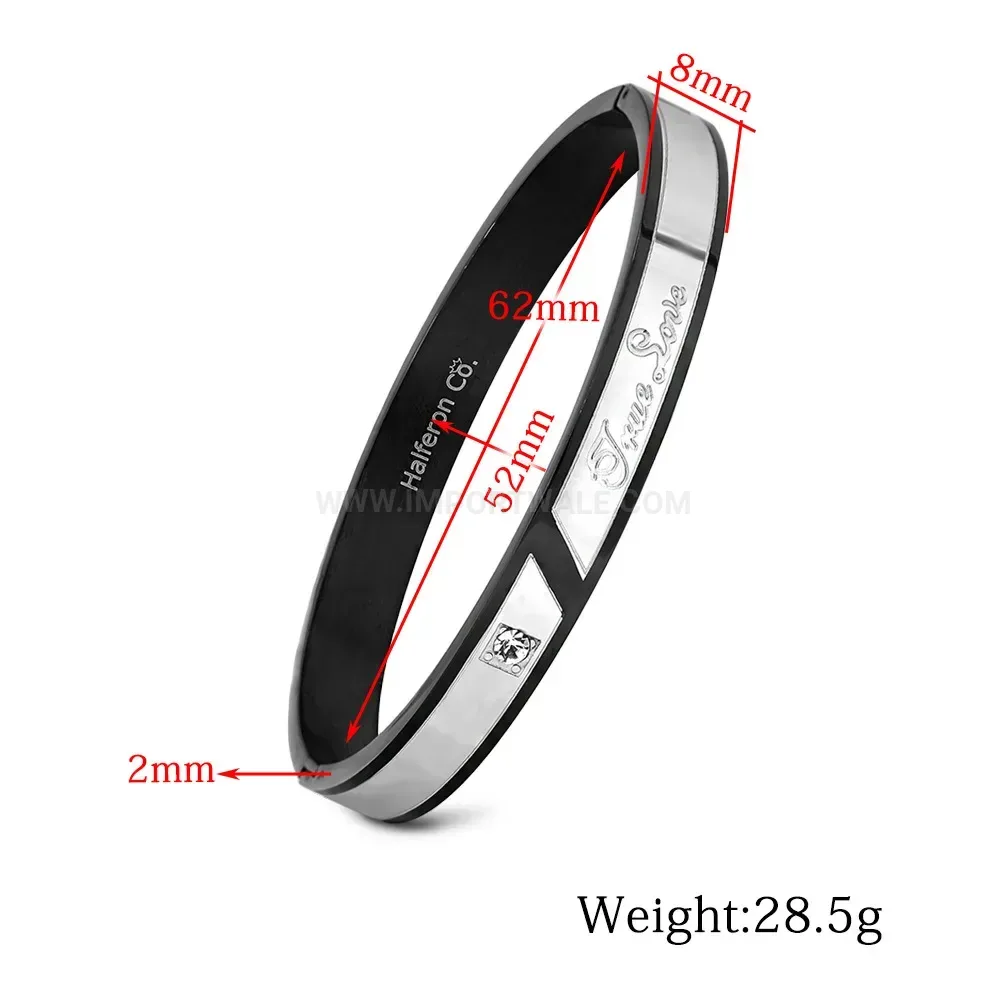 Premium Stainless Steel Zircon Letter Bangle Bracelet