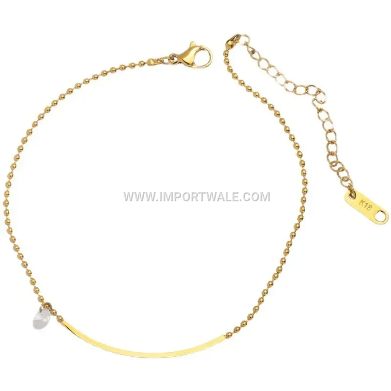 Gold Plated Stainless Steel Smile Zircon Anklet