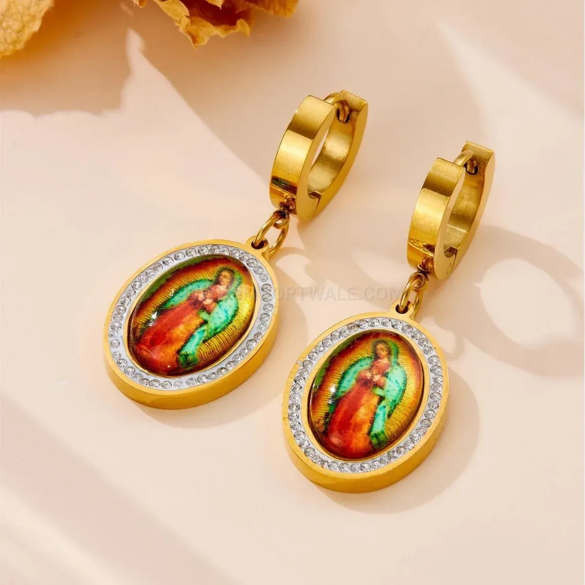 Vintage Oval Multicolored Titanium Steel Drop Earrings