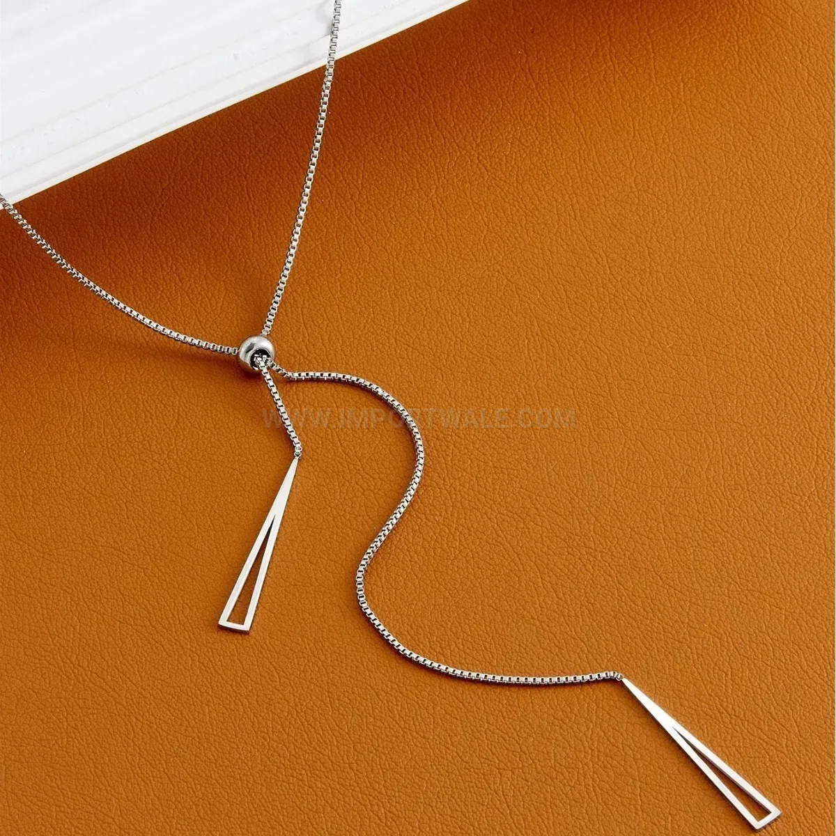 Chic Adjustable Stainless Steel Geometric Triangle Pendant Cable Chain Necklace