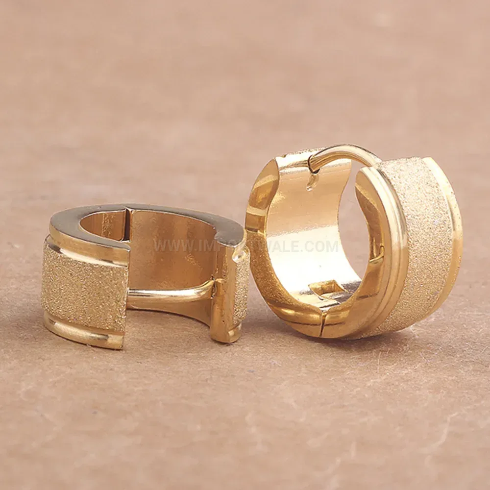Trendy Wide Frosted U Shaped Stainless Steel Huggie Earrings