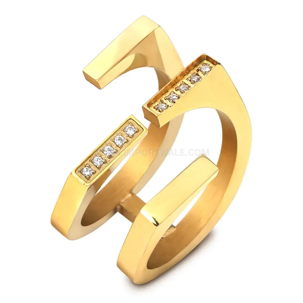 Double Layer Zirconia Open Stainless Steel Ring
