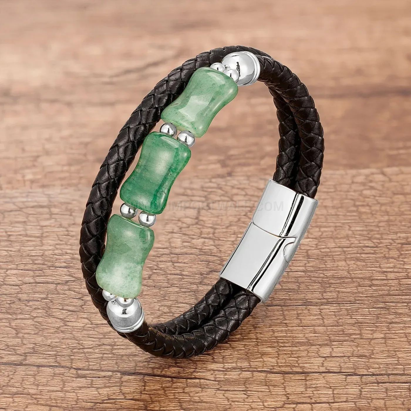 Braided Leather Stainless Steel Magnetic Clasp Bracelets