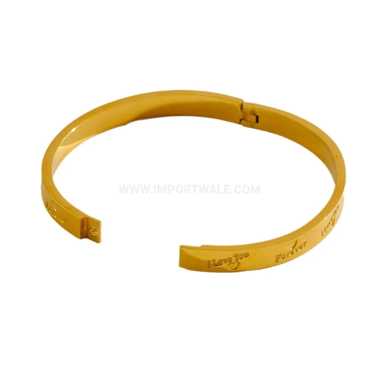 Classic Gold Plated Stainless Steel Love Letter Engraved Bangle
