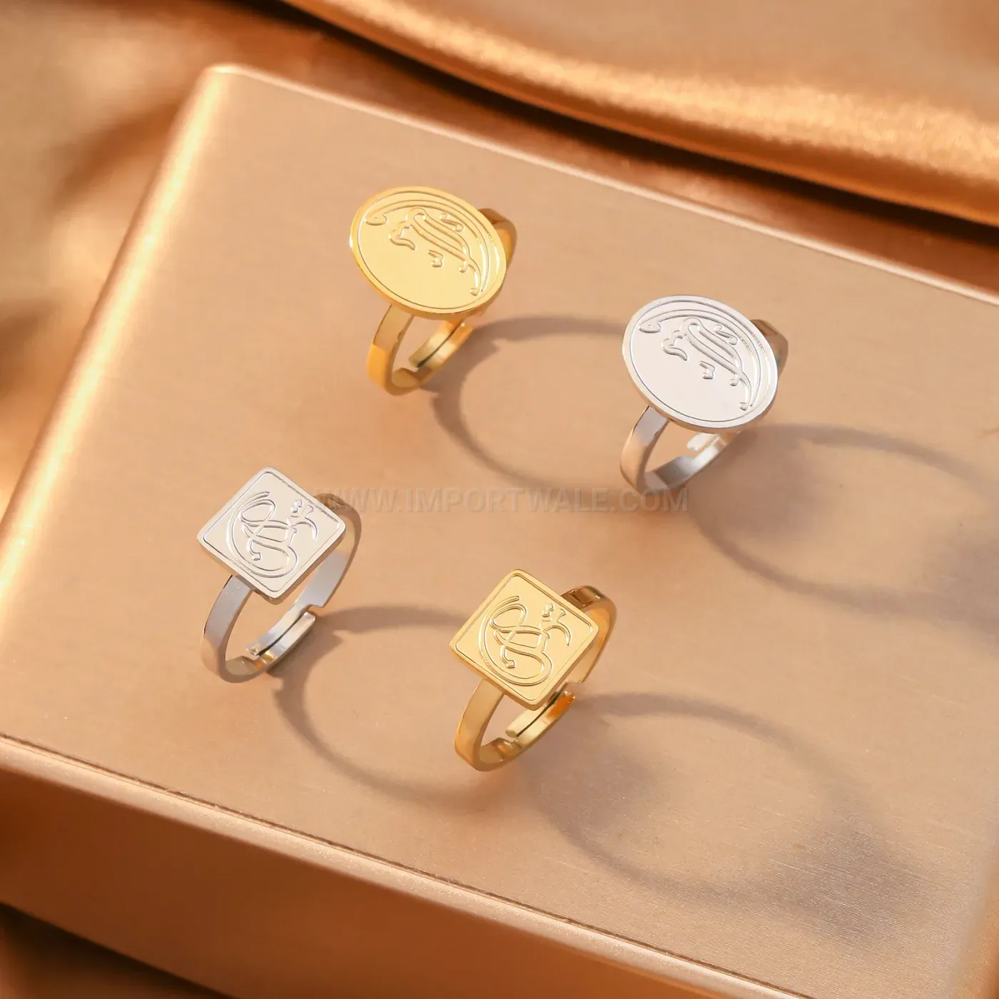 Unisex Stainless Steel Arabic Calligraphy Open Adjustable Ring