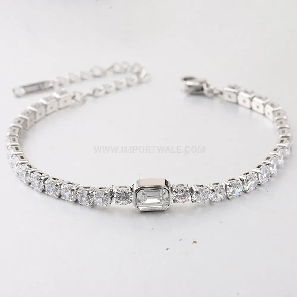 Dainty Stainless Steel Zirconia Tennis Chain Bracelet