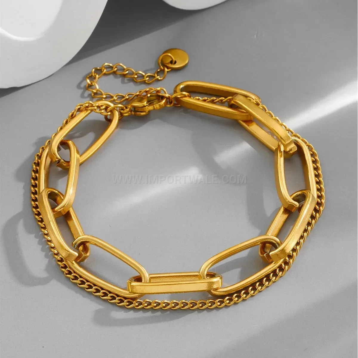 Chic Thick Chunky Titanium Steel U Shape Chain Link Bracelet