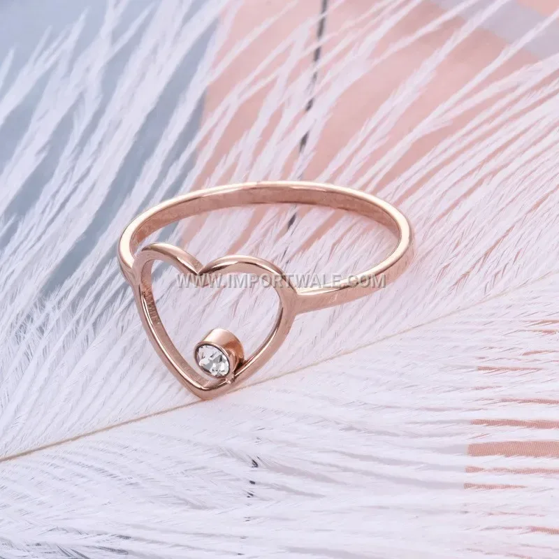 Heart Cut Zircon Openwork Stainless Steel Solitaire Ring