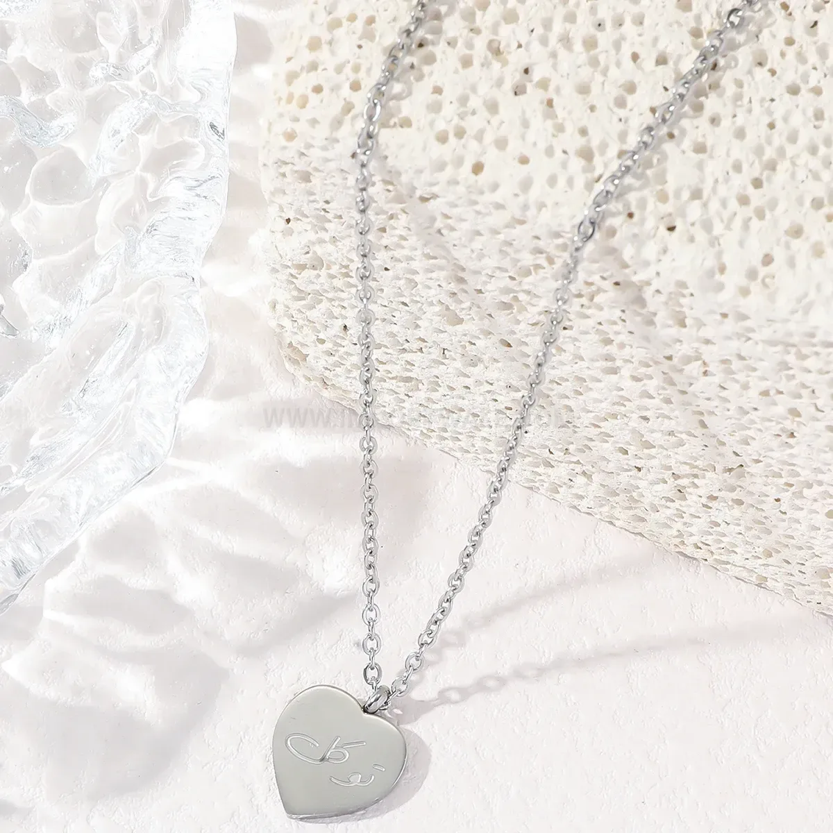 Modern Stainless Steel Arabic Calligraphy Heart Pendant Necklace
