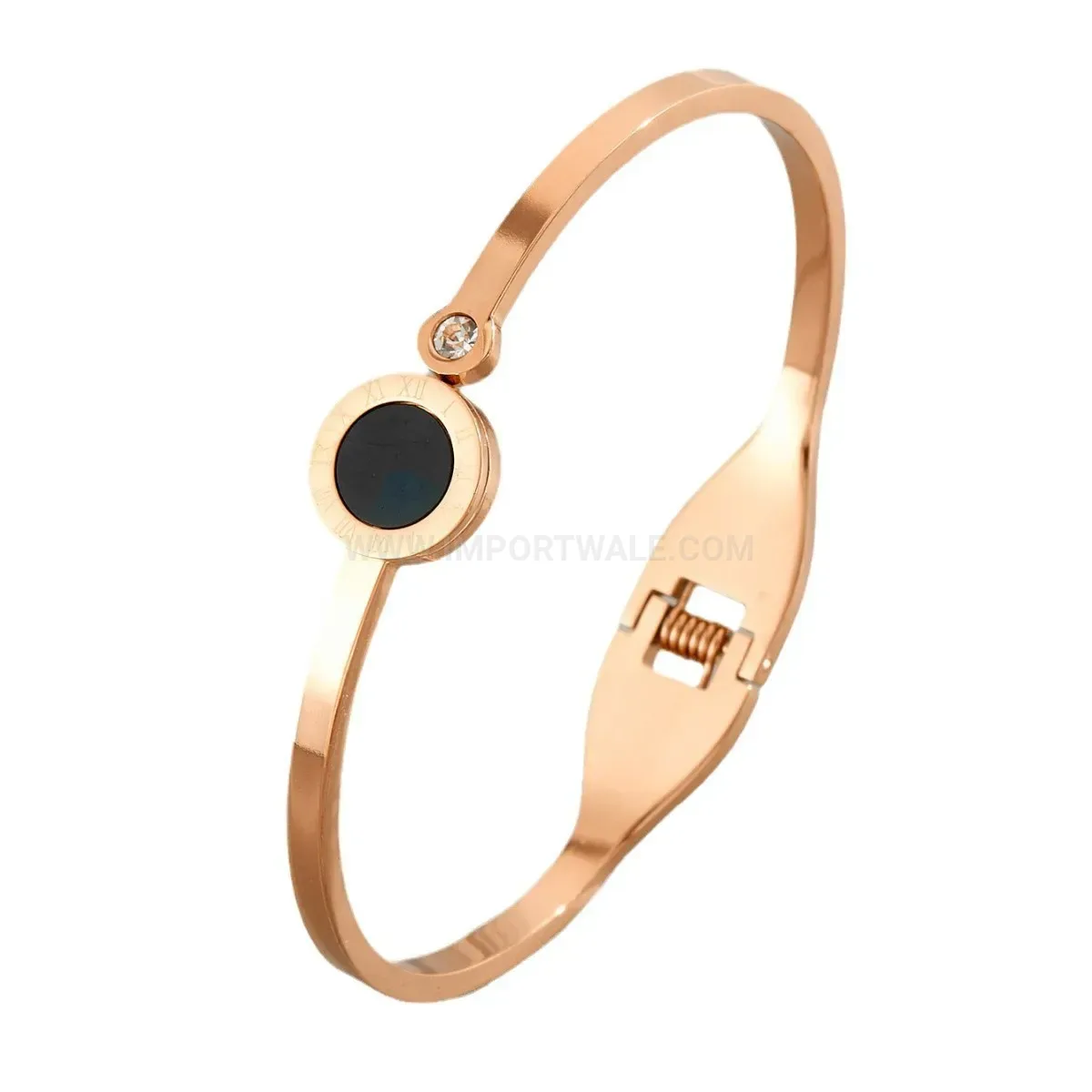 Roman Numerals Open Titanium Steel Bangle Bracelet