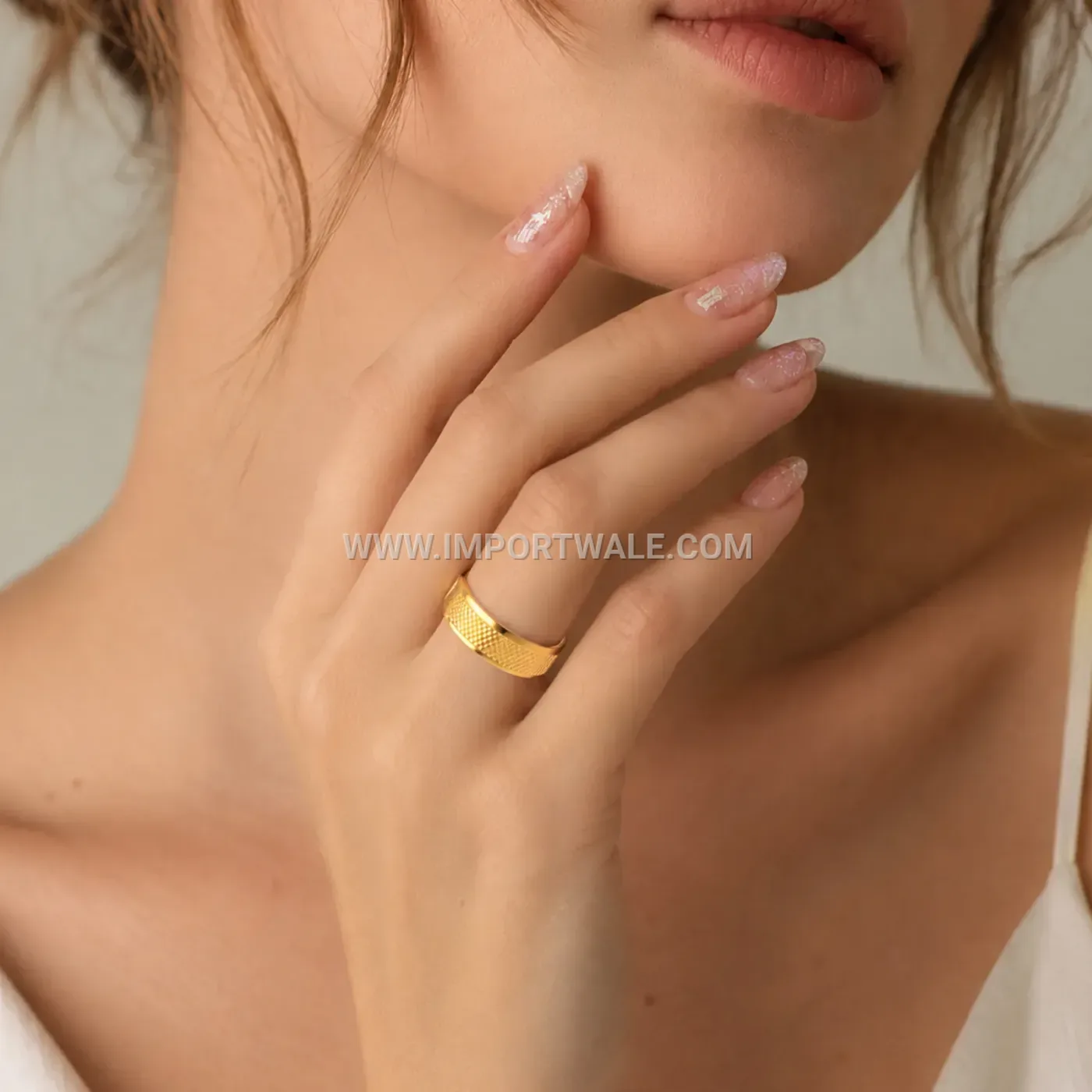 Cutout Heart Mesh Zirconia Stainless Steel Couple Band Ring