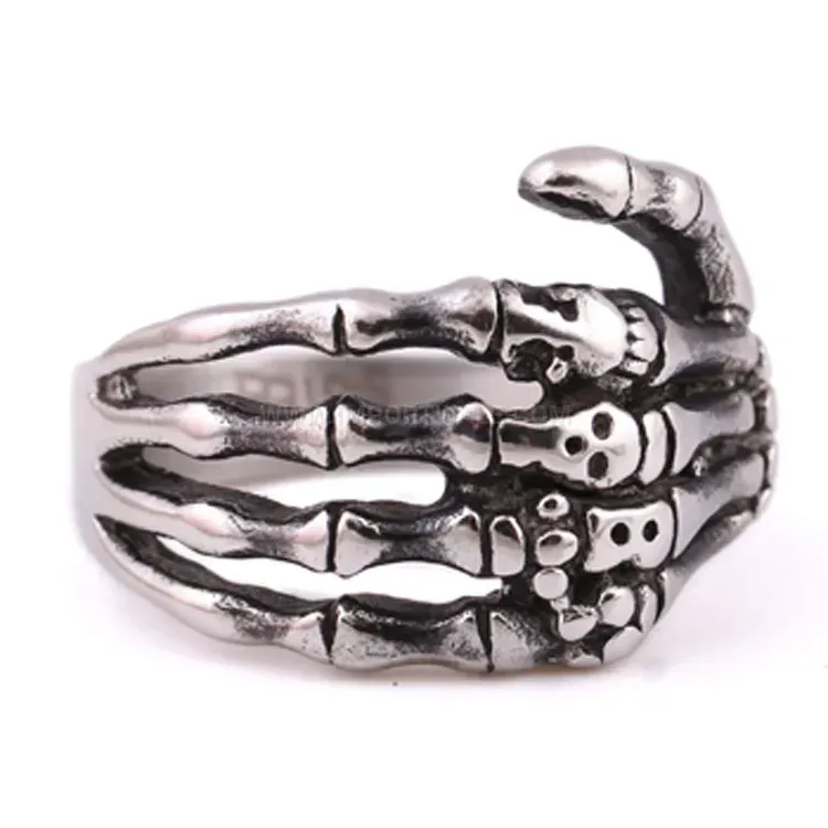 Stylish Vintage Punk Skeleton Hand Stainless Steel Men's Ring