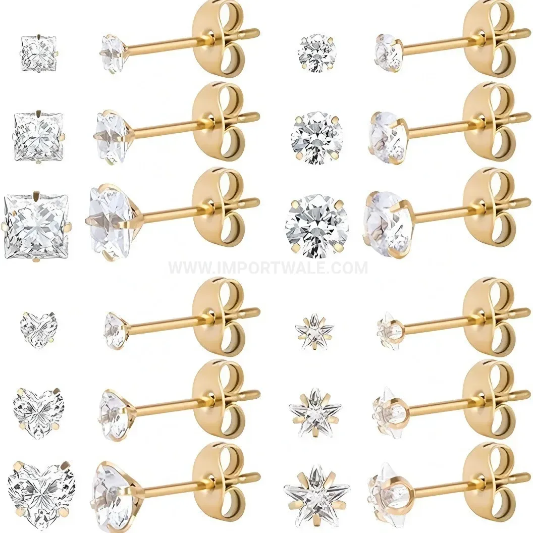Fashion Vintage Stainless Steel Constellation Piercing Ear Stud Set