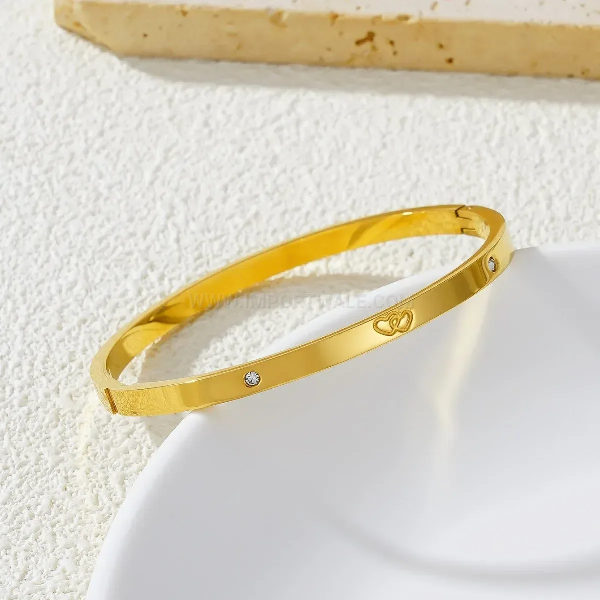 Modern Enamel Inlaid Rhinestone Stainless Steel Open Bangle Bracelet