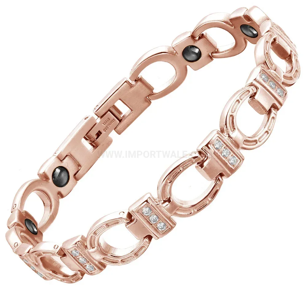 Trendy Men's Horseshoe Link Titanium Steel Bio Magnetic Bracelet