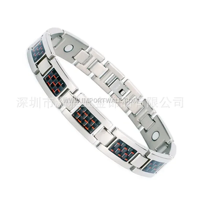 Adjustable Vacuum Plated Titanium Steel Carbon Fiber Magnetic Bracelet