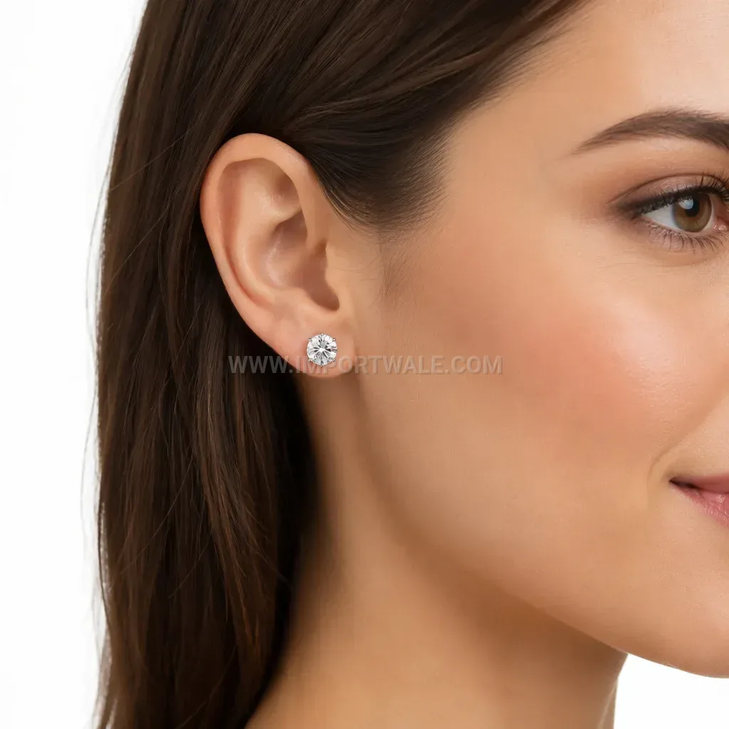 Classic Round Zirconia Inlaid Stud Earrings